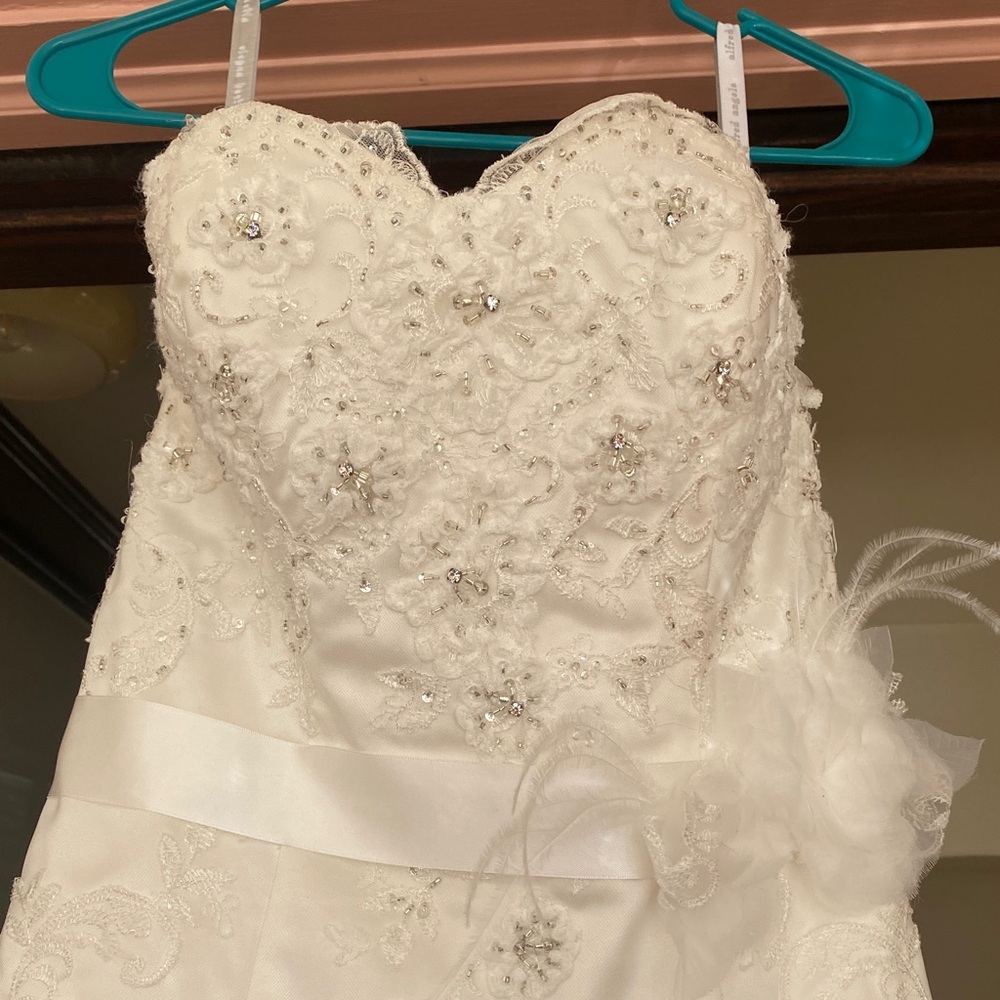 David's Bridal Ivory Beaded Wedding Gown